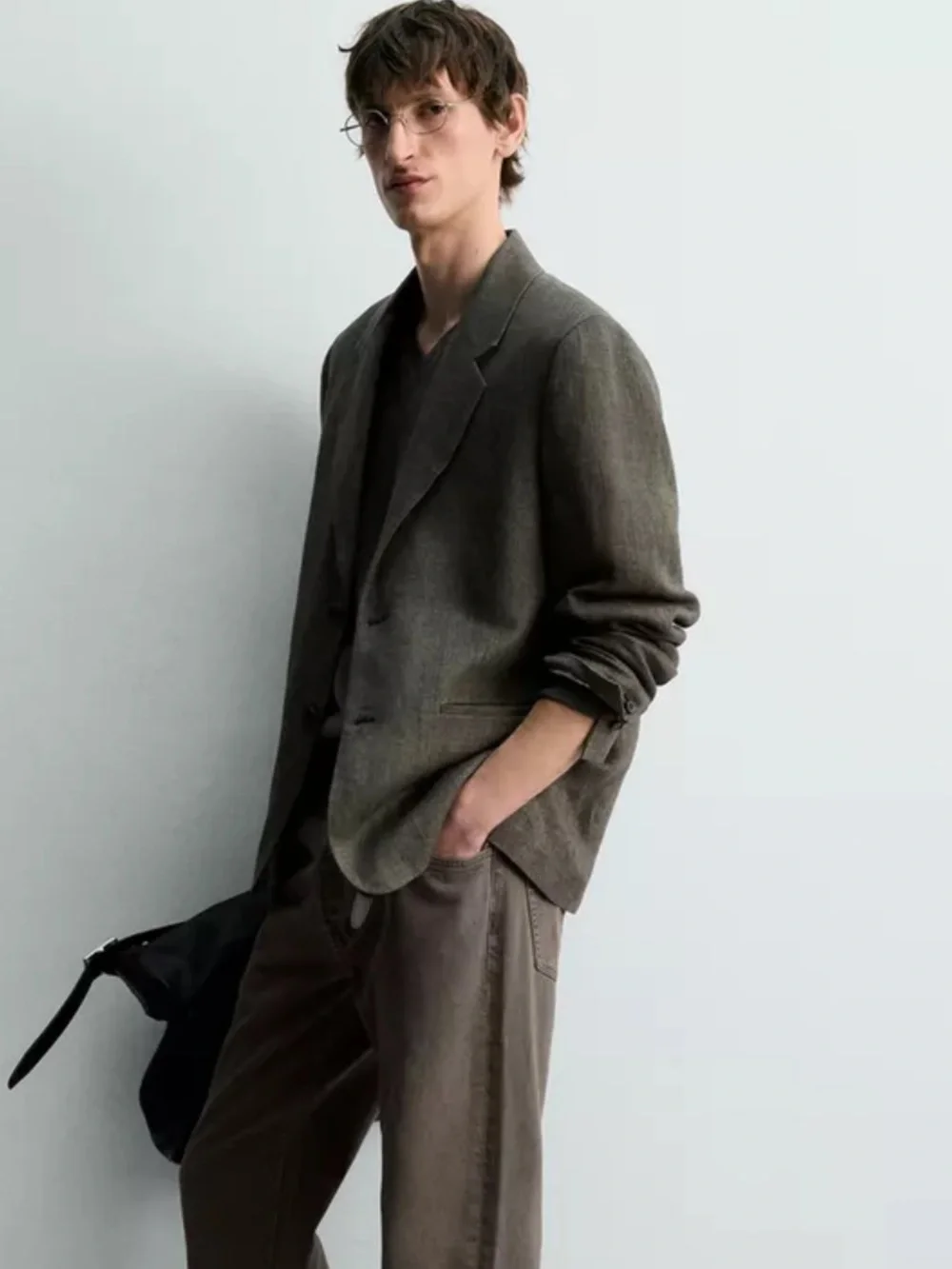 Zara Olive-Grey Tailored Sport Coat
